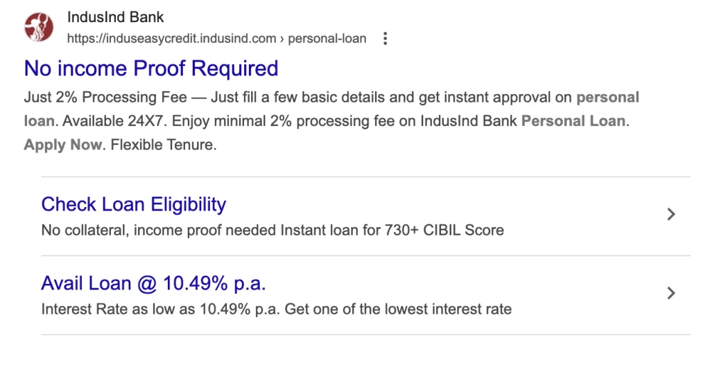 Indusind bank easy credit loan